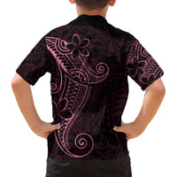 Black Pink Polynesian Tribal Family Matching Off The Shoulder Long Sleeve Dress and Hawaiian Shirt - Polynesian Pride