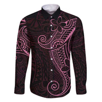 Black Pink Polynesian Tribal Family Matching Off The Shoulder Long Sleeve Dress and Hawaiian Shirt - Polynesian Pride
