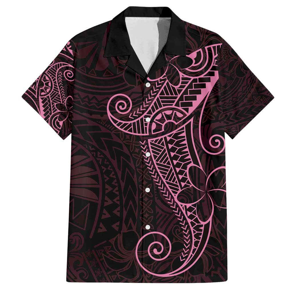 Black Pink Polynesian Tribal Family Matching Off Shoulder Maxi Dress and Hawaiian Shirt - Polynesian Pride