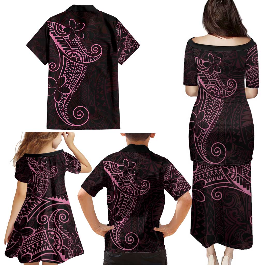 Black Pink Polynesian Tribal Family Matching Puletasi and Hawaiian Shirt - Polynesian Pride