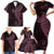 Black Pink Polynesian Tribal Family Matching Short Sleeve Bodycon Dress and Hawaiian Shirt - Polynesian Pride