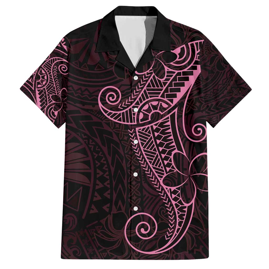 Black Pink Polynesian Tribal Family Matching Short Sleeve Bodycon Dress and Hawaiian Shirt LT9 Dad's Shirt - Short Sleeve Pink - Polynesian Pride