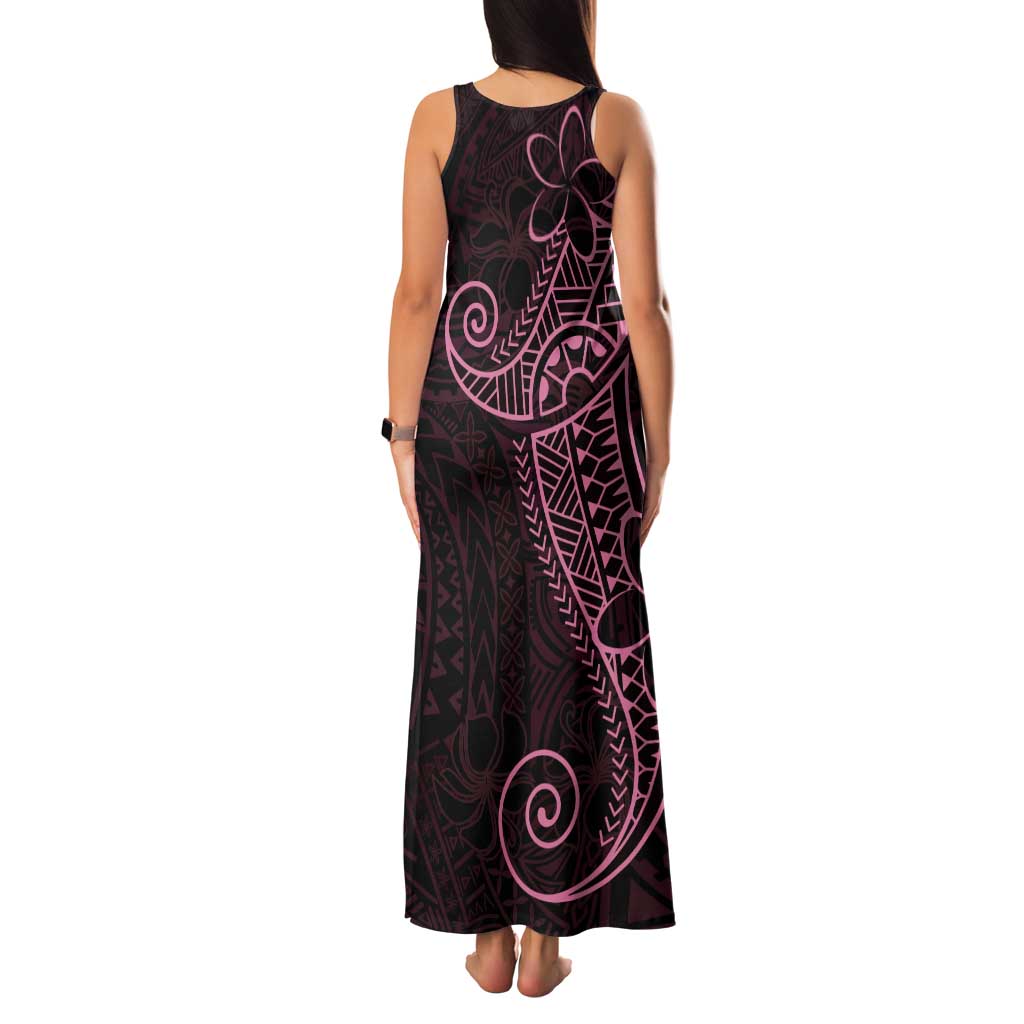Black Pink Polynesian Tribal Family Matching Tank Maxi Dress and Hawaiian Shirt - Polynesian Pride