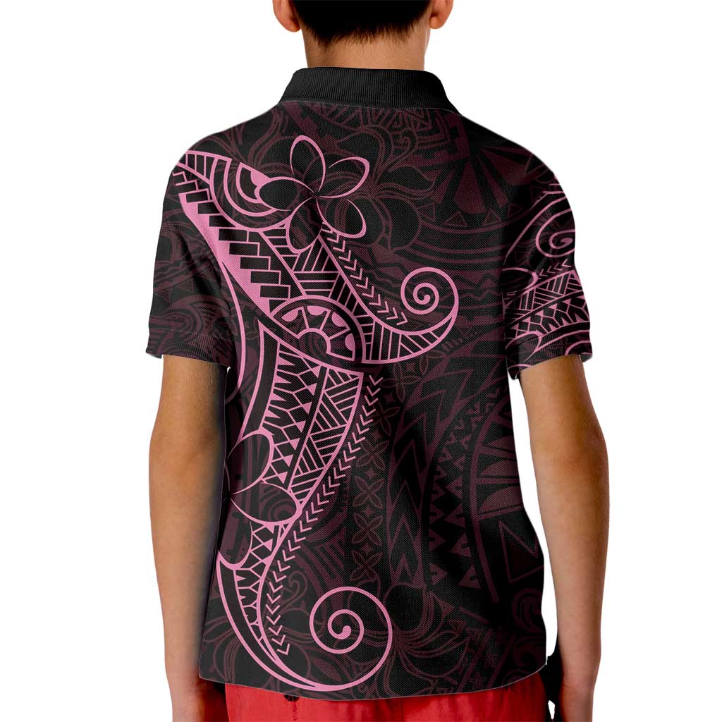 Black Pink Polynesian Tribal Kid Polo Shirt - Polynesian Pride
