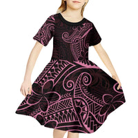 Black Pink Polynesian Tribal Kid Short Sleeve Dress - Polynesian Pride