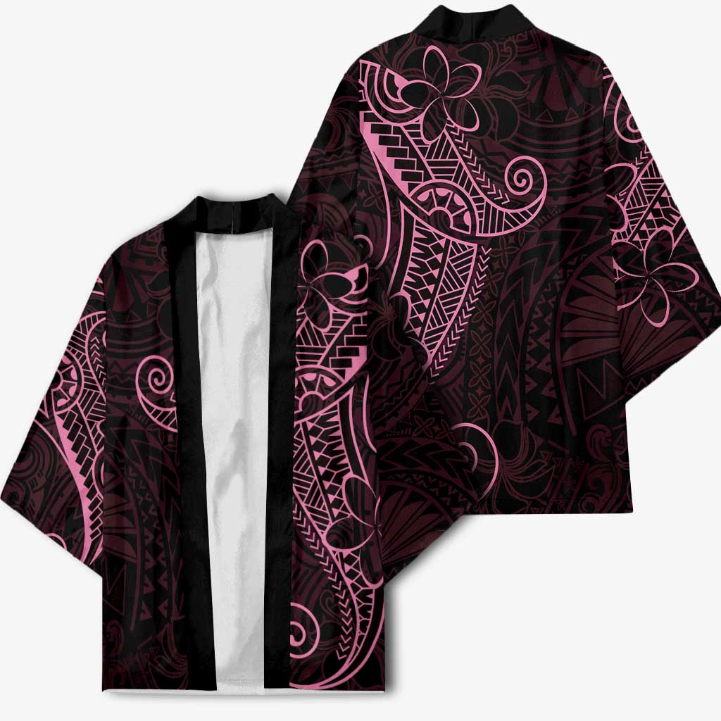 Black Pink Polynesian Tribal Kimono - Polynesian Pride