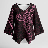 Black Pink Polynesian Tribal Kimono Sleeve Blouse - Polynesian Pride