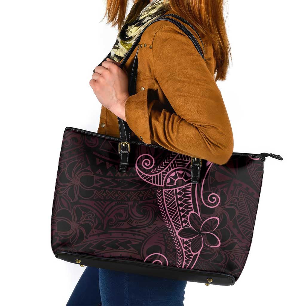Black Pink Polynesian Tribal Leather Tote Bag - Polynesian Pride