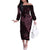 Black Pink Polynesian Tribal Off The Shoulder Long Sleeve Dress - Polynesian Pride