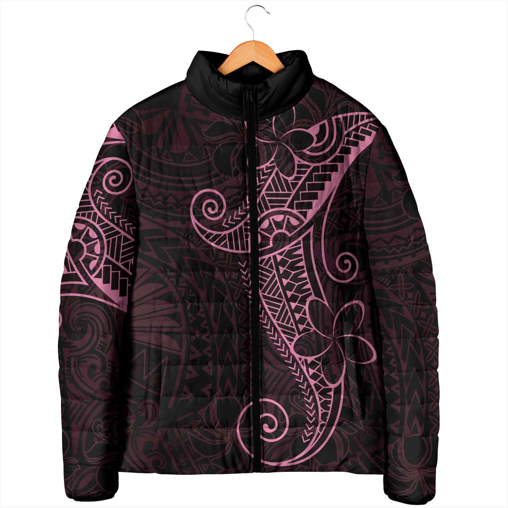 Black Pink Polynesian Tribal Padded Jacket - Polynesian Pride