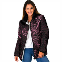 Black Pink Polynesian Tribal Padded Jacket - Polynesian Pride