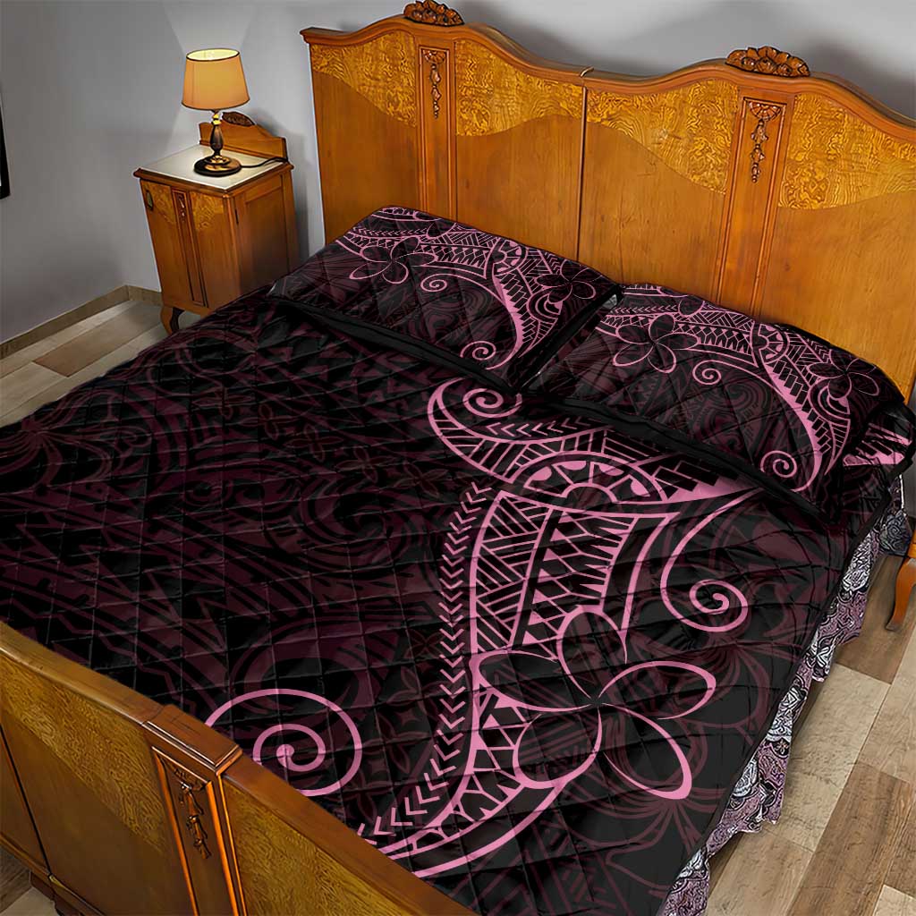 Black Pink Polynesian Tribal Quilt Bed Set - Polynesian Pride
