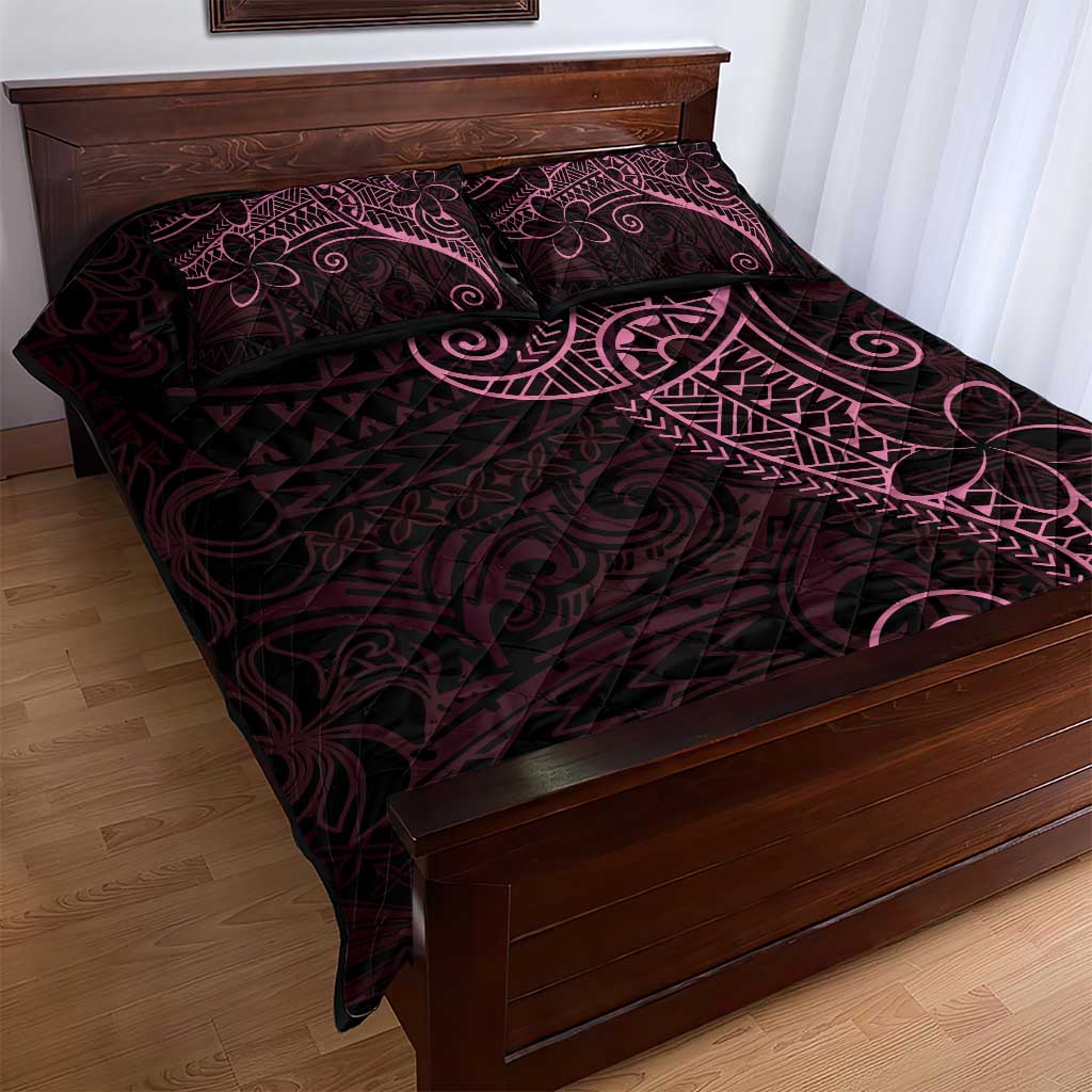 Black Pink Polynesian Tribal Quilt Bed Set - Polynesian Pride