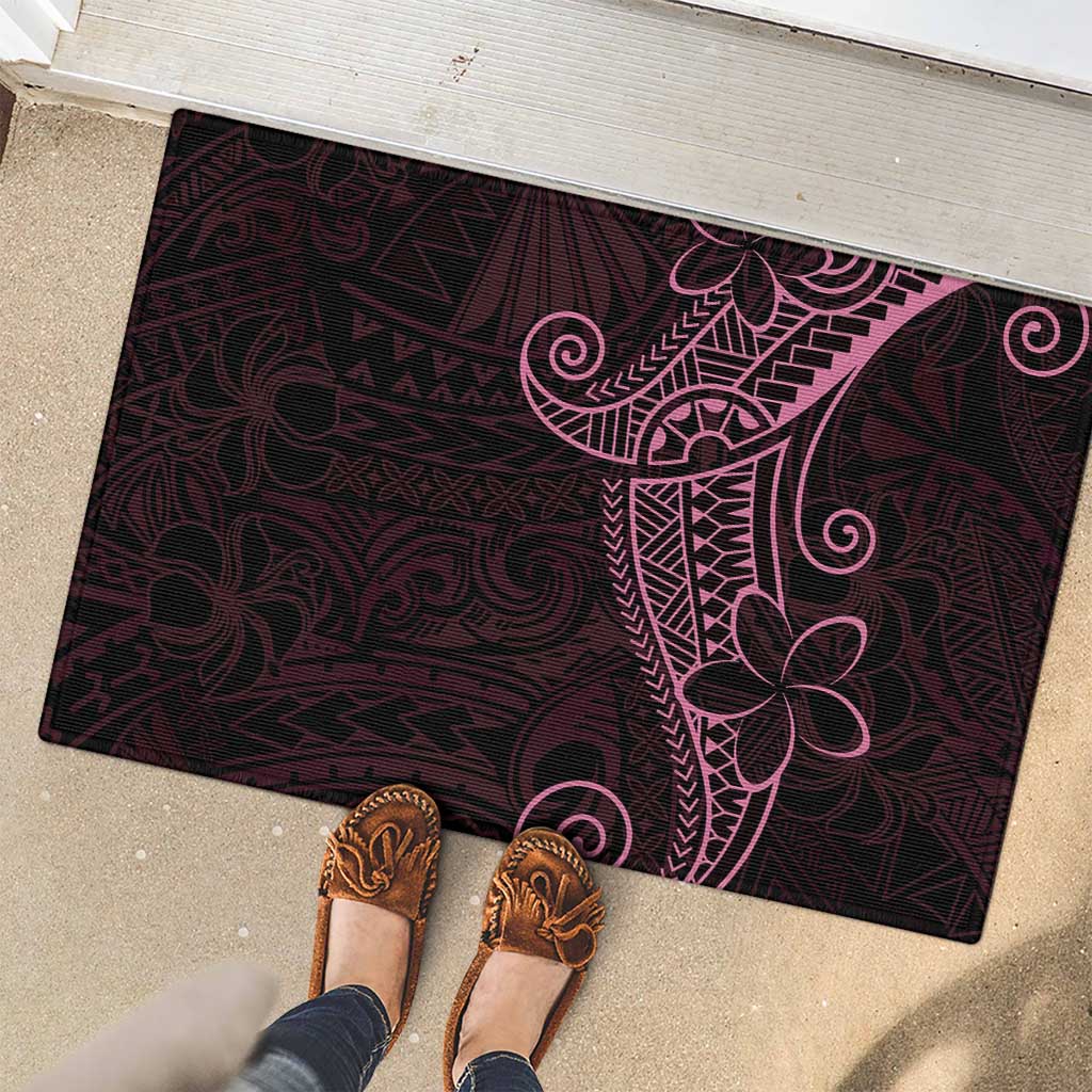Black Pink Polynesian Tribal Rubber Doormat - Polynesian Pride
