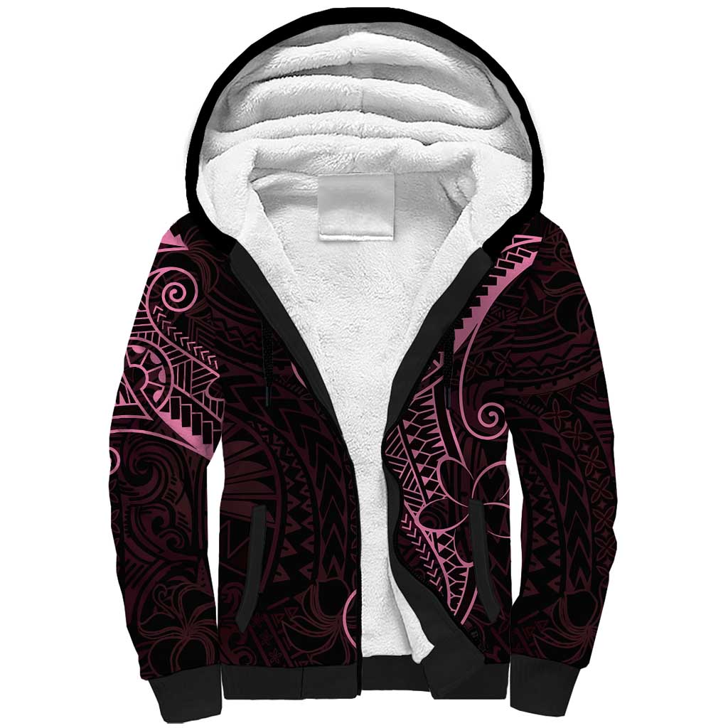 Black Pink Polynesian Tribal Sherpa Hoodie - Polynesian Pride