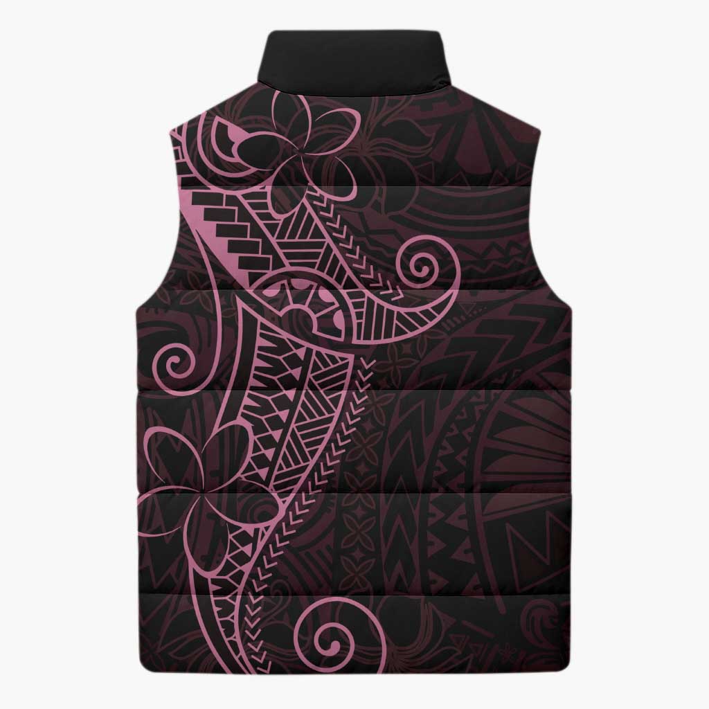 Black Pink Polynesian Tribal Sleeveless Puffer Jacket - Polynesian Pride