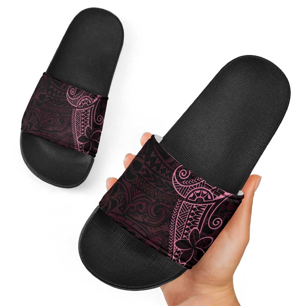 Black Pink Polynesian Tribal Slide Sandals - Polynesian Pride
