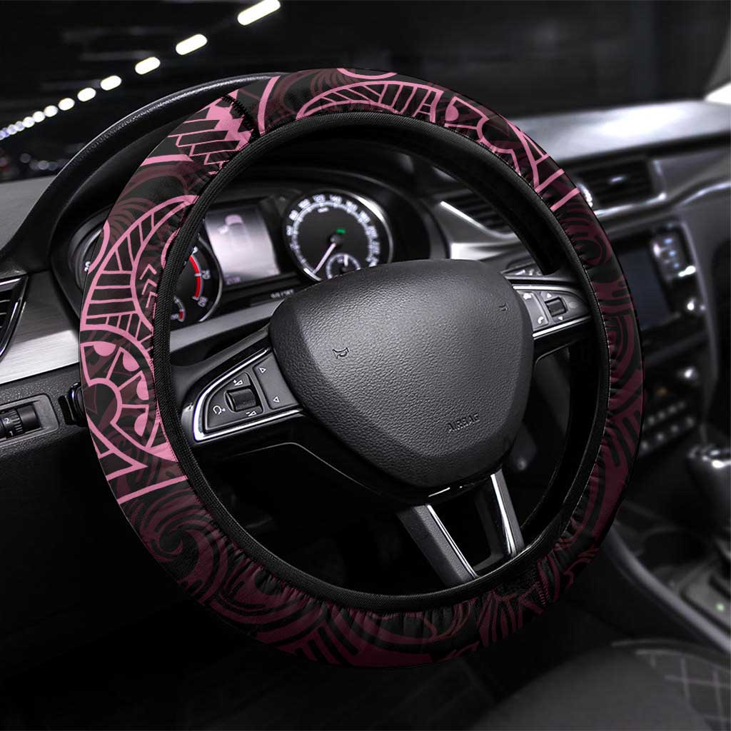 Black Pink Polynesian Tribal Steering Wheel Cover - Polynesian Pride