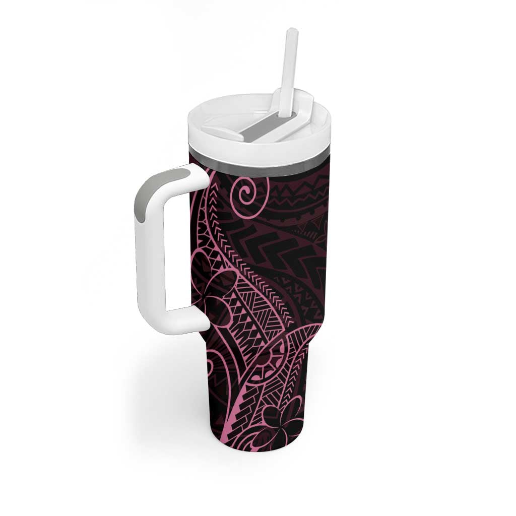 Black Pink Polynesian Tribal Tumbler With Handle - Polynesian Pride