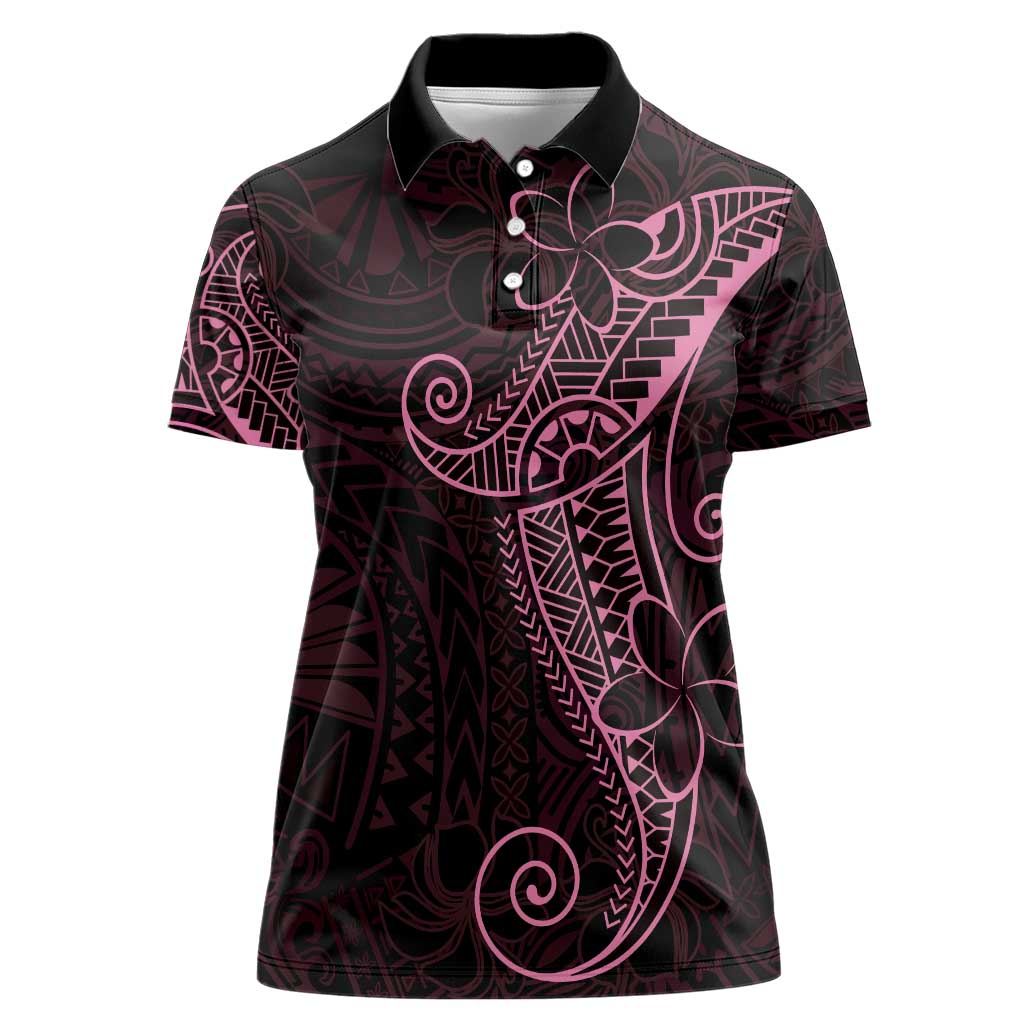 Black Pink Polynesian Tribal Women Polo Shirt - Polynesian Pride
