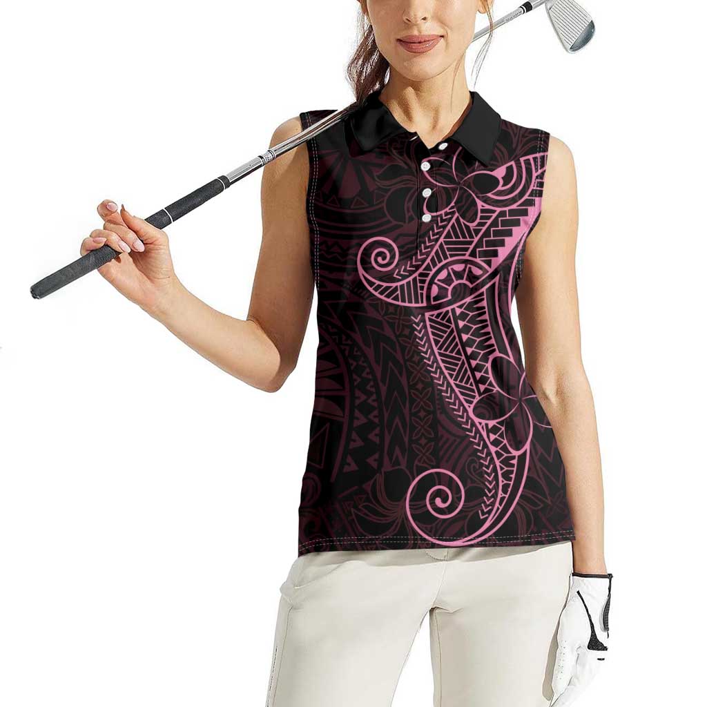 Black Pink Polynesian Tribal Women Sleeveless Polo Shirt LT9 - Polynesian Pride