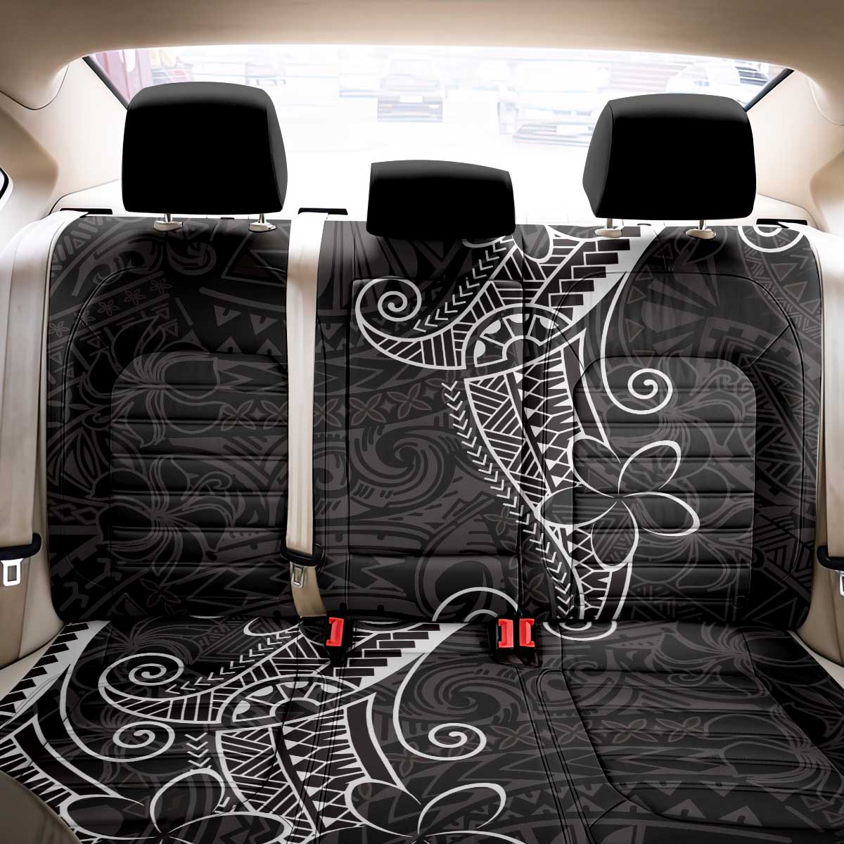 Black White Polynesian Tribal Back Car Seat Cover - Polynesian Pride