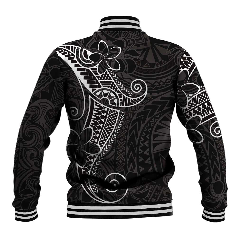 Black White Polynesian Tribal Baseball Jacket - Polynesian Pride
