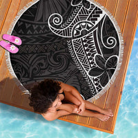 Black White Polynesian Tribal Beach Blanket - Polynesian Pride
