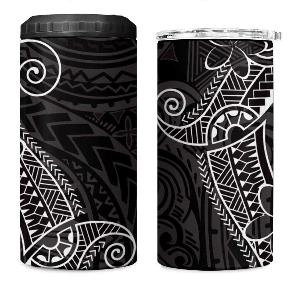 Black White Polynesian Tribal 4 in 1 Can Cooler Tumbler - Polynesian Pride