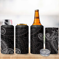 Black White Polynesian Tribal 4 in 1 Can Cooler Tumbler - Polynesian Pride