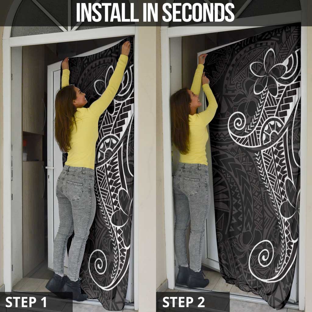 Black White Polynesian Tribal Door Cover - Polynesian Pride