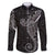 Black White Polynesian Tribal Family Matching Long Sleeve Bodycon Dress and Hawaiian Shirt - Polynesian Pride