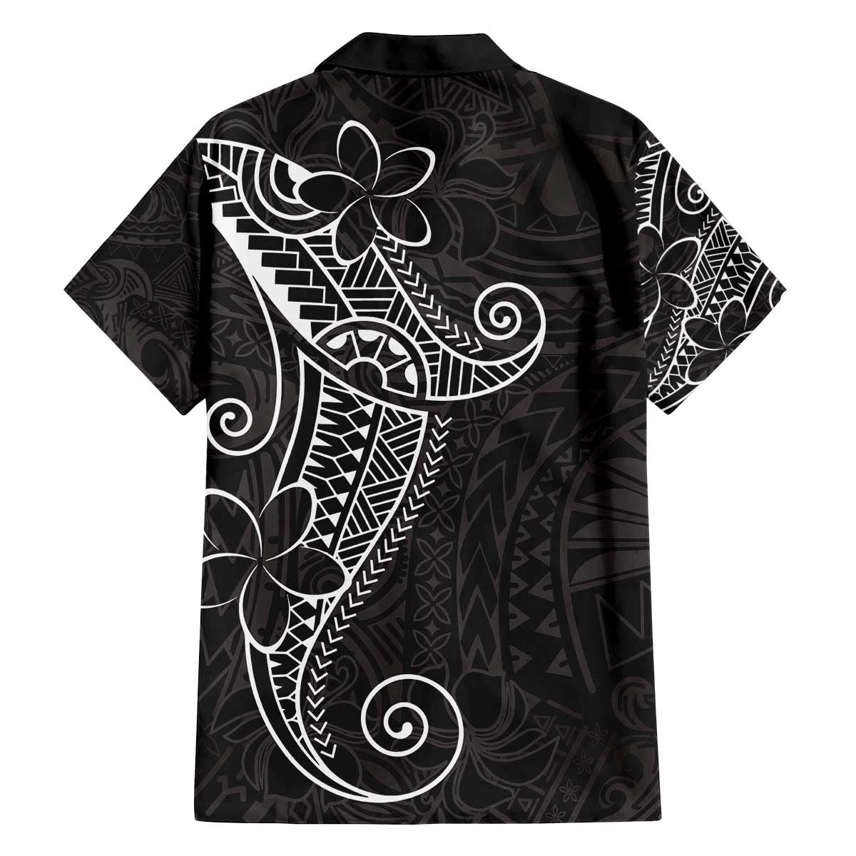 Black White Polynesian Tribal Family Matching Off The Shoulder Long Sleeve Dress and Hawaiian Shirt - Polynesian Pride