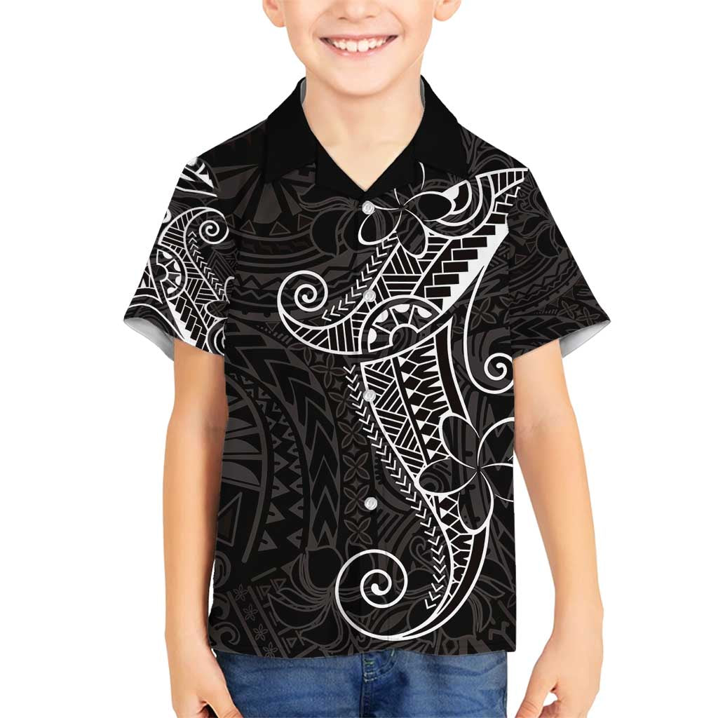 Black White Polynesian Tribal Family Matching Off Shoulder Short Dress and Hawaiian Shirt - Polynesian Pride