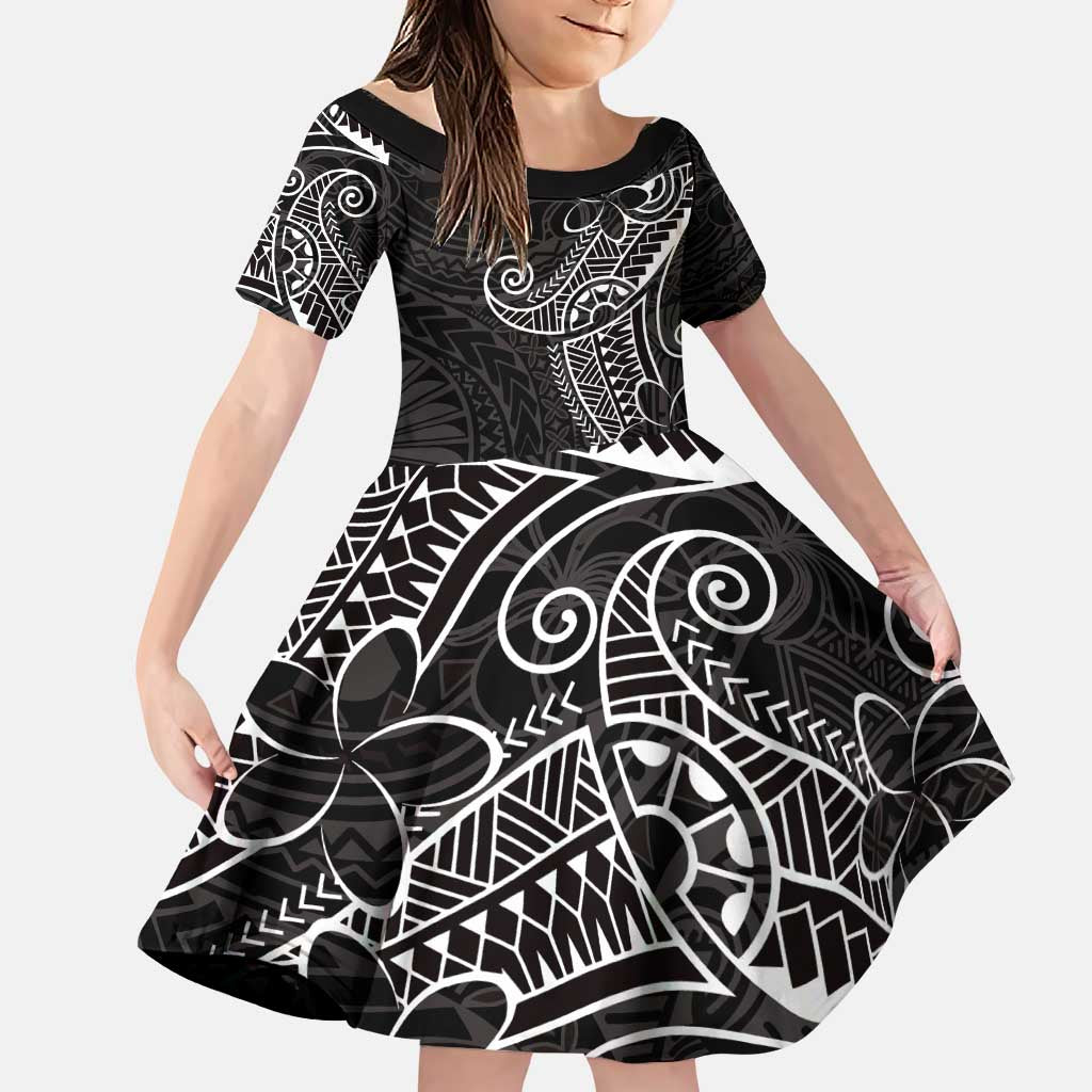 Black White Polynesian Tribal Family Matching Puletasi and Hawaiian Shirt - Polynesian Pride