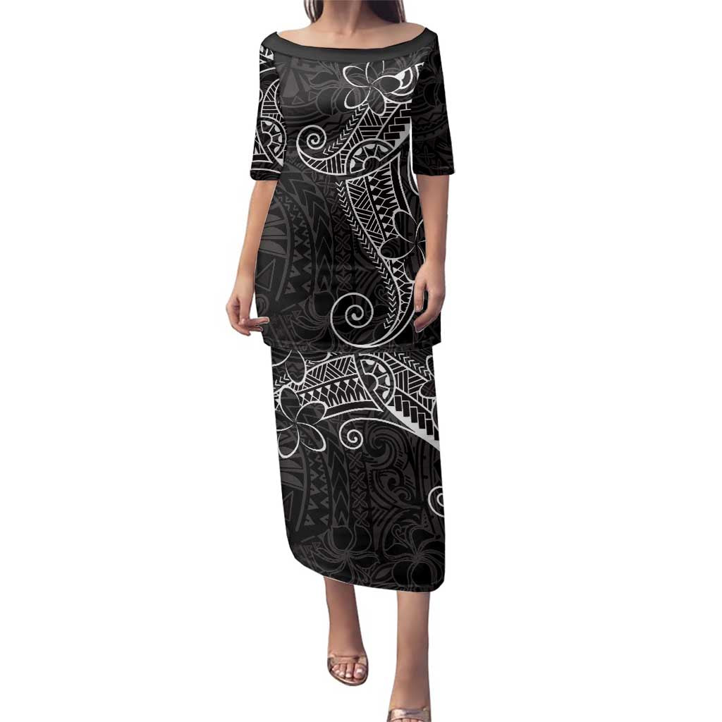 Black White Polynesian Tribal Family Matching Puletasi and Hawaiian Shirt - Polynesian Pride