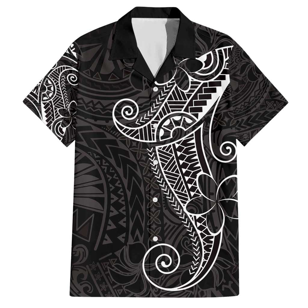 Black White Polynesian Tribal Family Matching Short Sleeve Bodycon Dress and Hawaiian Shirt LT9 Dad's Shirt - Short Sleeve White - Polynesian Pride
