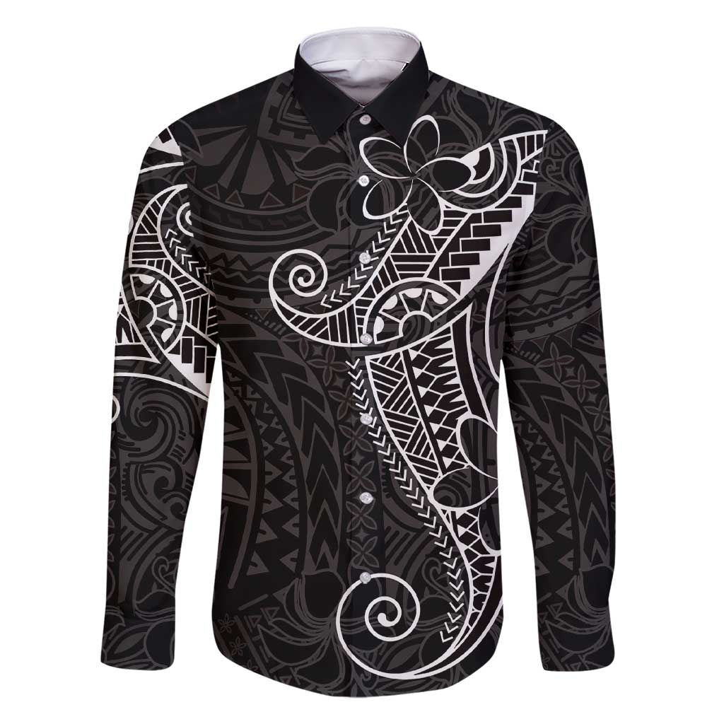 Black White Polynesian Tribal Family Matching Short Sleeve Bodycon Dress and Hawaiian Shirt LT9 Dad's Shirt - Long Sleeve White - Polynesian Pride