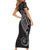 Black White Polynesian Tribal Family Matching Short Sleeve Bodycon Dress and Hawaiian Shirt - Polynesian Pride
