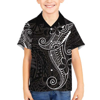 Black White Polynesian Tribal Family Matching Short Sleeve Bodycon Dress and Hawaiian Shirt LT9 Son's Shirt White - Polynesian Pride