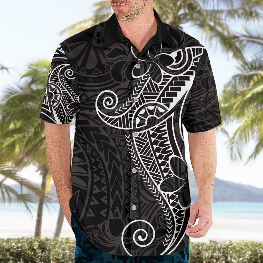 Black White Polynesian Tribal Hawaiian Shirt - Polynesian Pride