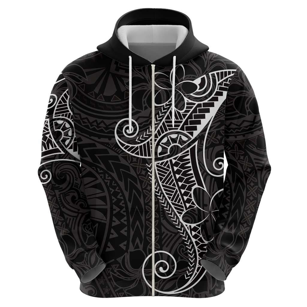 Black White Polynesian Tribal Hoodie - Polynesian Pride