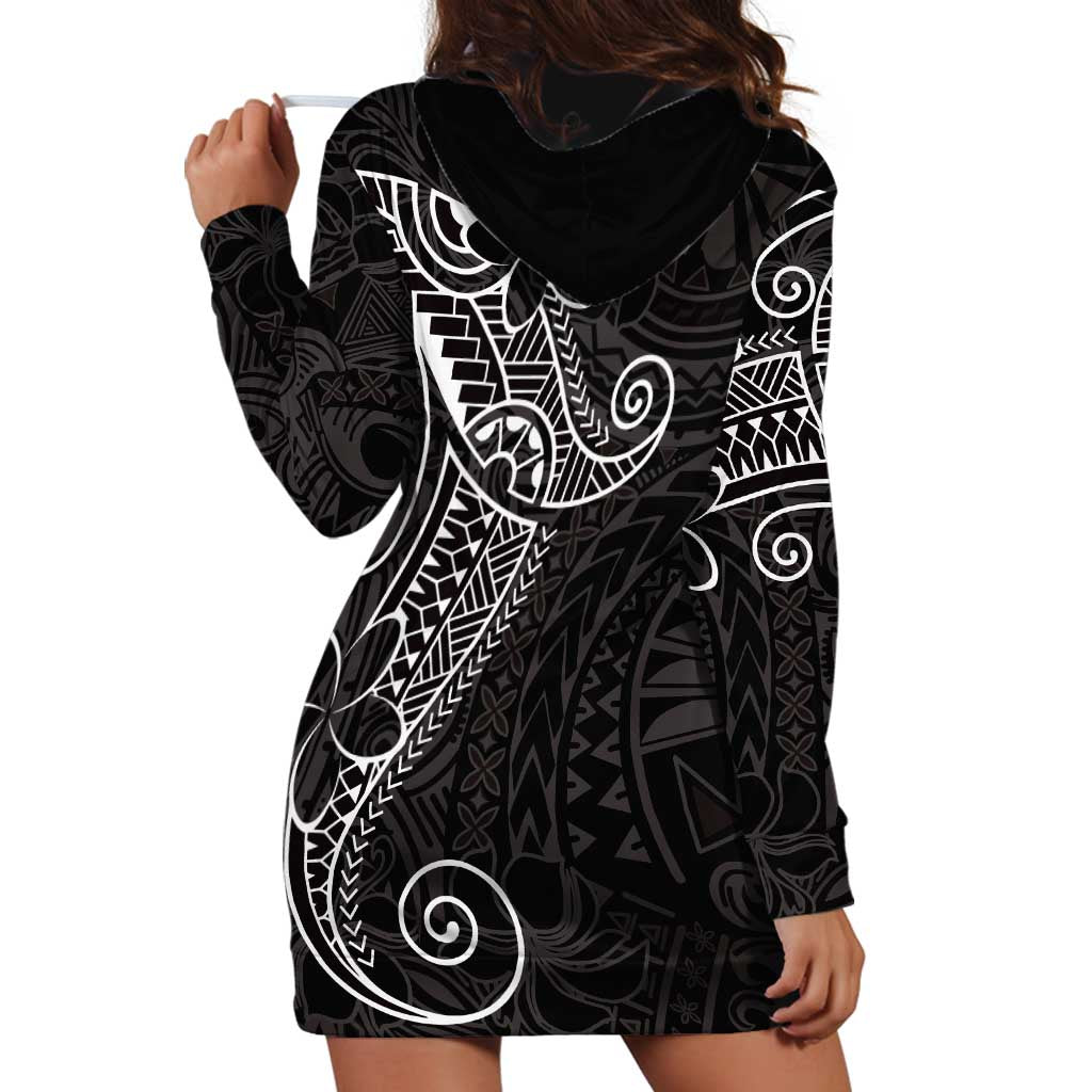 Black White Polynesian Tribal Hoodie Dress - Polynesian Pride