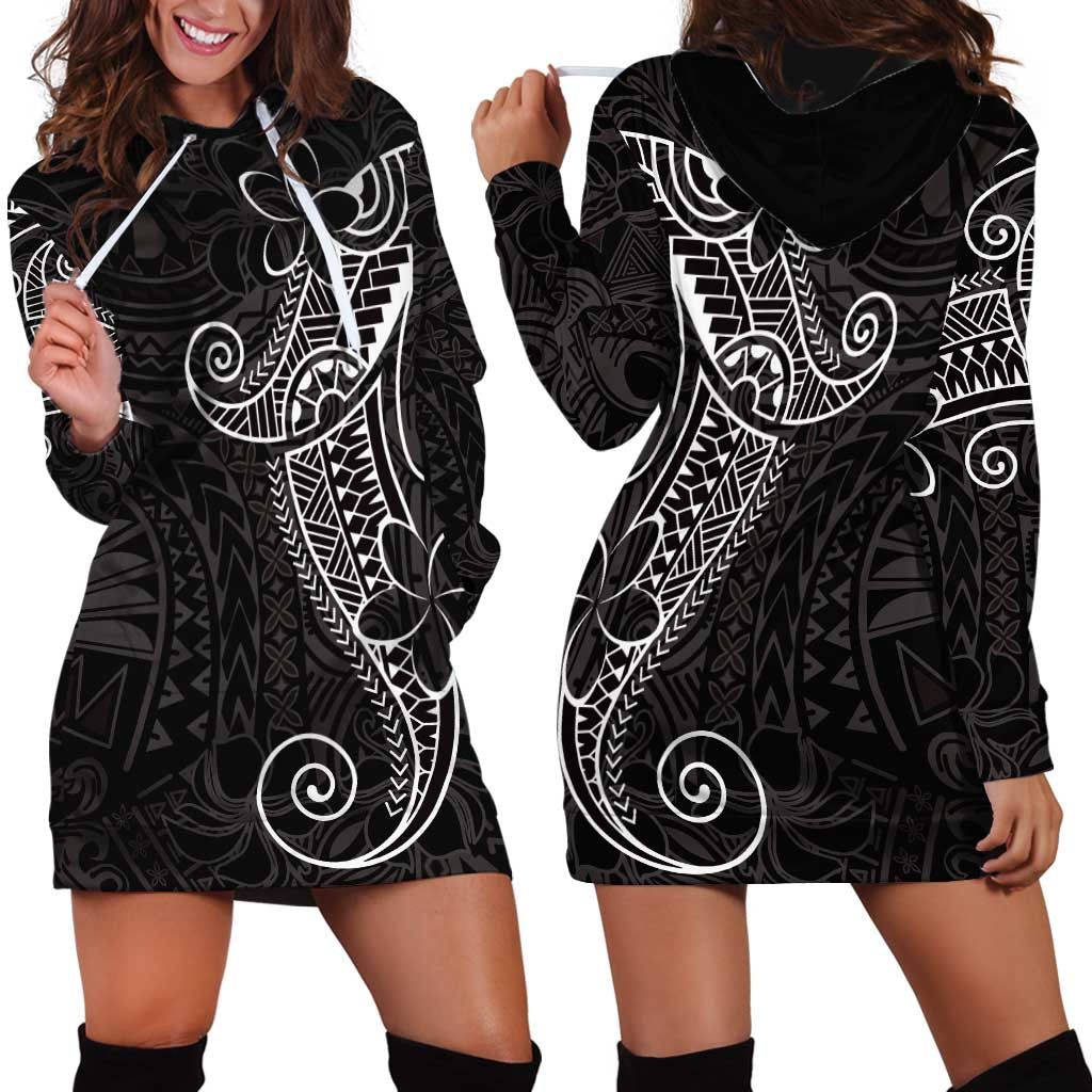 Black White Polynesian Tribal Hoodie Dress - Polynesian Pride