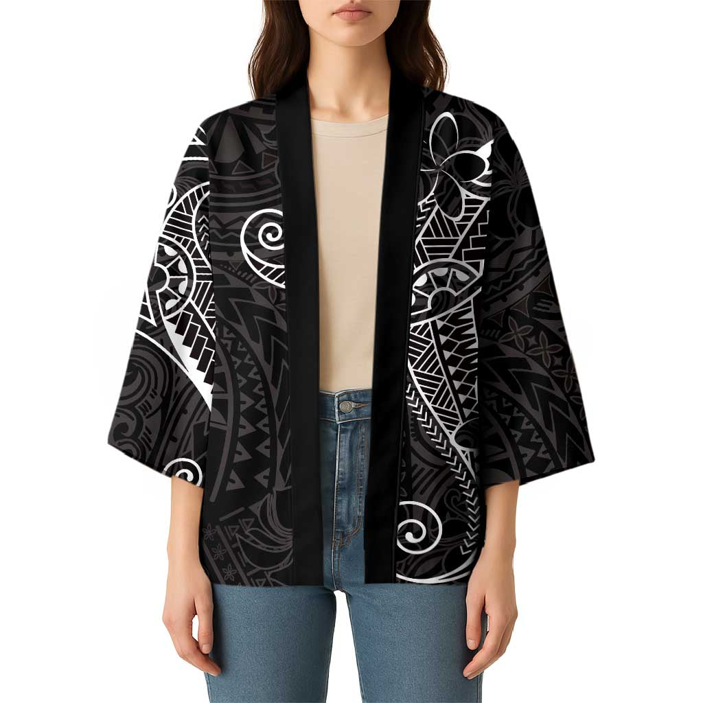 Black White Polynesian Tribal Kimono - Polynesian Pride