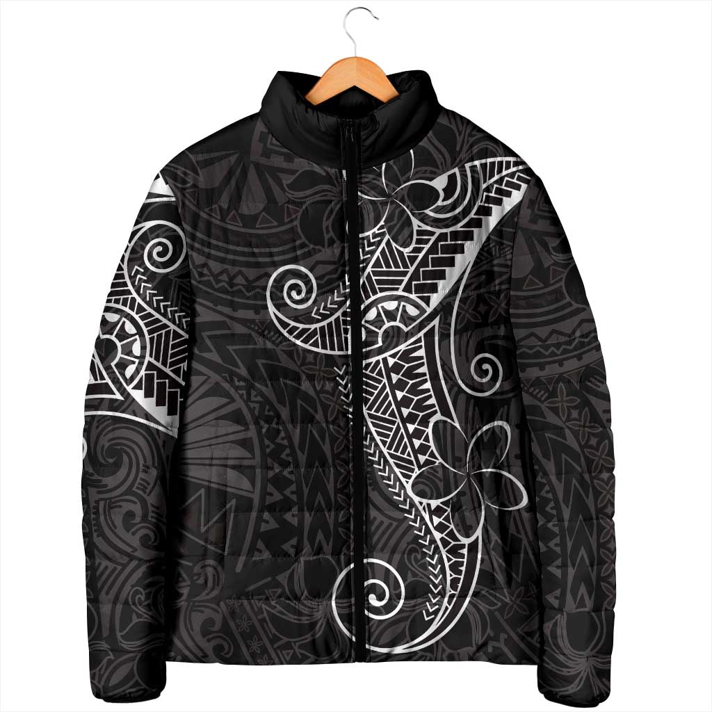 Black White Polynesian Tribal Padded Jacket - Polynesian Pride