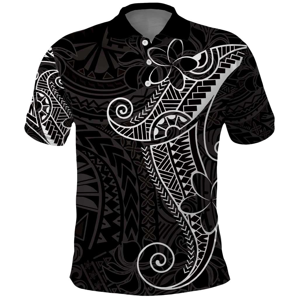 Black White Polynesian Tribal Polo Shirt - Polynesian Pride