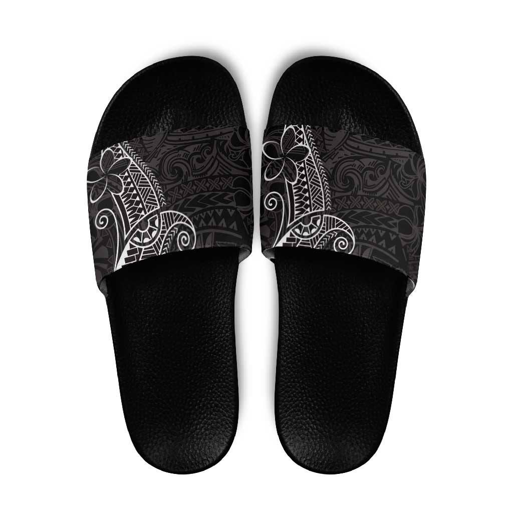 Black White Polynesian Tribal Slide Sandals - Polynesian Pride