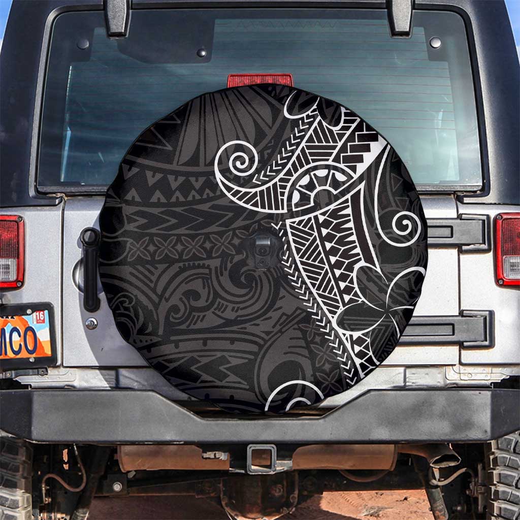Black White Polynesian Tribal Spare Tire Cover - Polynesian Pride
