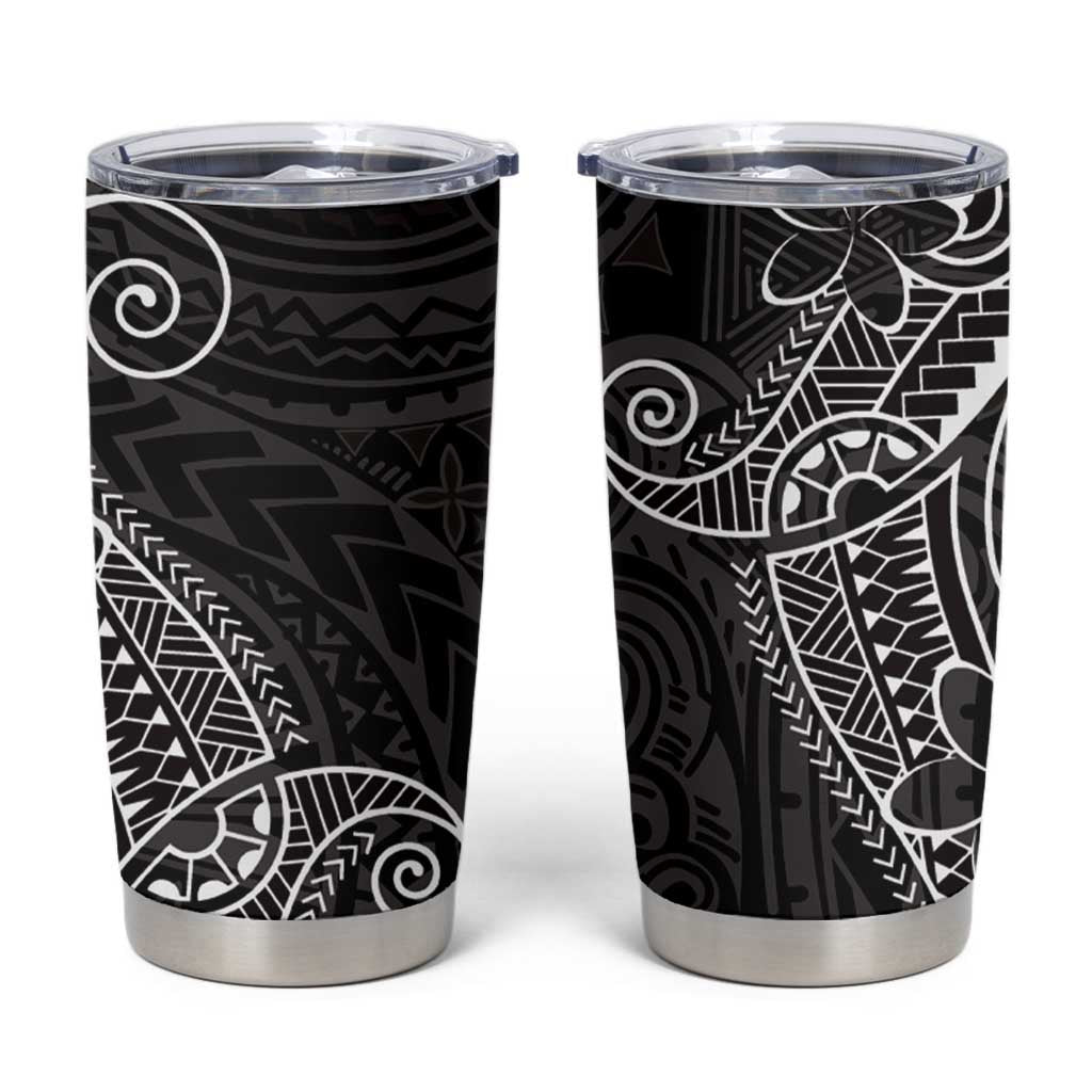 Black White Polynesian Tribal Tumbler Cup - Polynesian Pride